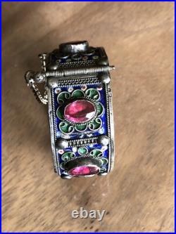 Ancien bracelet enfant Berbère Kabyle émaillé argent poinçons crabe