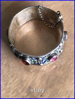 Ancien bracelet enfant Berbère Kabyle émaillé argent poinçons crabe