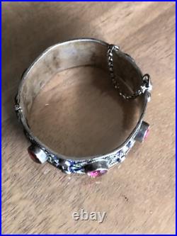 Ancien bracelet enfant Berbère Kabyle émaillé argent poinçons crabe