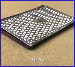 Ancien carnet de bal en argent massif poinçonné et tissu XIX ème 6,5 x 9,5 cm