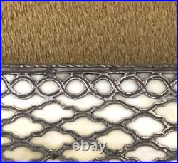 Ancien carnet de bal en argent massif poinçonné et tissu XIX ème 6,5 x 9,5 cm