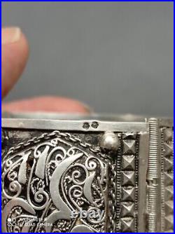 Ancien gros Bracelet manchette Berbère Maghreb en argent massif Poinçonné