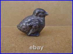 Ancien petit oiseau Poussin argent massif poinçon minerve salière ou poivrière 2