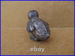 Ancien petit oiseau Poussin argent massif poinçon minerve salière ou poivrière 2