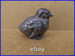 Ancien petit oiseau Poussin argent massif poinçon minerve salière ou poivrière 2