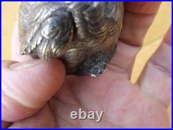 Ancien petit oiseau Poussin argent massif poinçon minerve salière ou poivrière 2