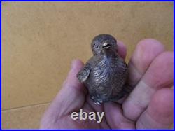 Ancien petit oiseau Poussin argent massif poinçon minerve salière ou poivrière 2