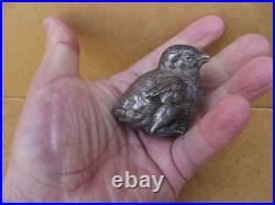 Ancien petit oiseau Poussin argent massif poinçon minerve salière ou poivrière 2