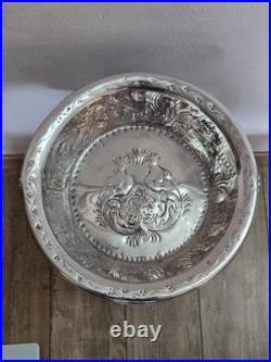 Ancien plat coupe corbeille métal argenté poinçon argent massif