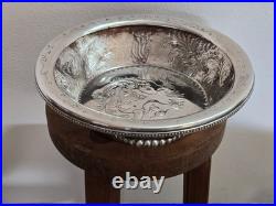 Ancien plat coupe corbeille métal argenté poinçon argent massif