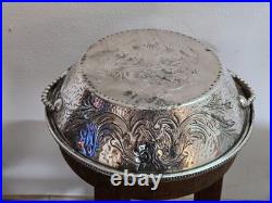 Ancien plat coupe corbeille métal argenté poinçon argent massif