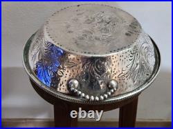 Ancien plat coupe corbeille métal argenté poinçon argent massif