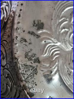 Ancien plat coupe corbeille métal argenté poinçon argent massif