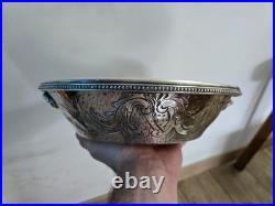 Ancien plat coupe corbeille métal argenté poinçon argent massif