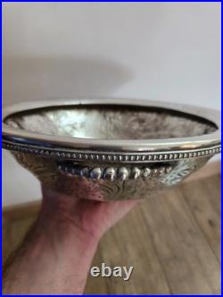 Ancien plat coupe corbeille métal argenté poinçon argent massif