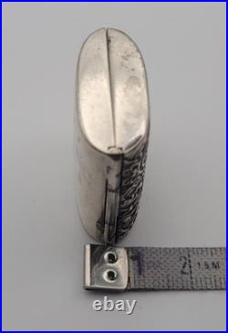 Anciene Boîte Pilulier Pilule en Argent Massif Poinçonné Décor Floral #J5