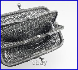 Ancienne BOURSE double EN ARGENT MASSIF poinçon sanglier fin 19eme poids 69.4 G