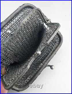 Ancienne BOURSE double EN ARGENT MASSIF poinçon sanglier fin 19eme poids 69.4 G