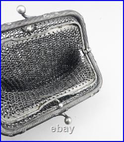 Ancienne BOURSE double EN ARGENT MASSIF poinçon sanglier fin 19eme poids 69.4 G