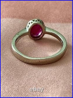 Ancienne Bague Argent Massif Rubis Solitaire Poinçon Beau Design