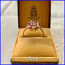 Ancienne Bague Fleur Argent Massif Vermeil Grenat Poinçon