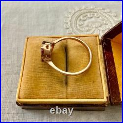 Ancienne Bague Fleur Argent Massif Vermeil Grenat Poinçon