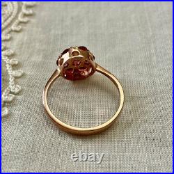 Ancienne Bague Fleur Argent Massif Vermeil Grenat Poinçon Ancienne Bague Fleur Argent Massif Vermeil Grenat Poinçon