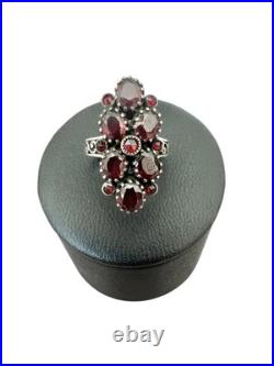 Ancienne Bague Marquise grenats Argent ancienne vintage XIXe siècle Poinçonné