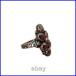 Ancienne Bague Marquise grenats Argent ancienne vintage XIXe siècle Poinçonné