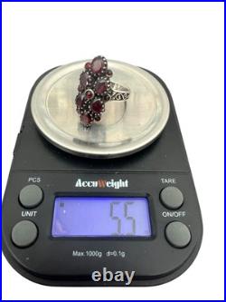 Ancienne Bague Marquise grenats Argent ancienne vintage XIXe siècle Poinçonné