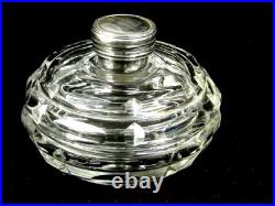 Ancienne Bonbonnière Cristal Bouchon Argent Massif Poinçon Anglais Boite