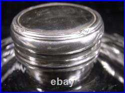 Ancienne Bonbonnière Cristal Bouchon Argent Massif Poinçon Anglais Boite
