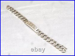 Ancienne Gourmette Argent Massif Bracelet Homme Poincon Sanglier Bijou 1919