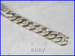 Ancienne Gourmette Argent Massif Bracelet Homme Poincon Sanglier Bijou 1919