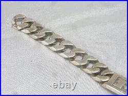 Ancienne Gourmette Argent Massif Bracelet Homme Poincon Sanglier Bijou 1919