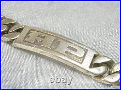 Ancienne Gourmette Argent Massif Bracelet Homme Poincon Sanglier Bijou 1919