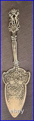 Ancienne Pelle A Tarte Chérubin Putti Argent Massif Poinçon 800 Art Nouveau 1900
