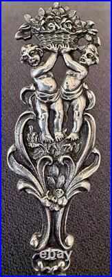 Ancienne Pelle A Tarte Chérubin Putti Argent Massif Poinçon 800 Art Nouveau 1900