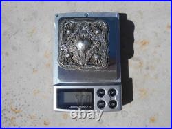 Ancienne boîte argent massif poinçon Lion anglais antique silver box décor coeur