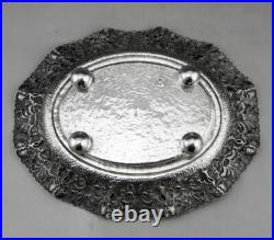 Ancienne coupe à pieds En Argent Massif poinçon Asie Cambodge Thailande 133.3 G