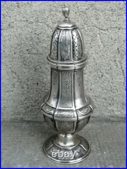 Ancienne saupoudroir saupoudreuse argent massif poinçon