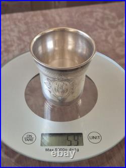Ancienne timbale de baptême en argent massif français Poinçon Minerve 59 g