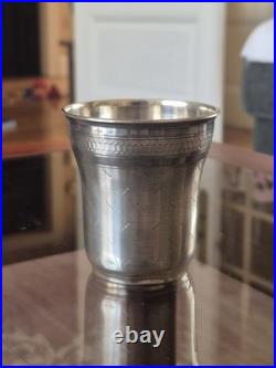 Ancienne timbale de baptême en argent massif français Poinçon Minerve 59 g