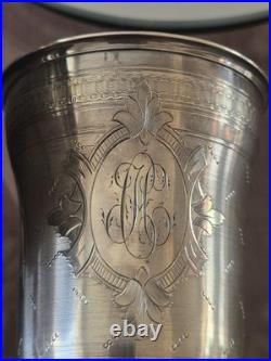 Ancienne timbale de baptême en argent massif français Poinçon Minerve 59 g