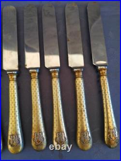 Argent massif et vermeil rare 11 couteaux à dessert poinçon Minerve XIX