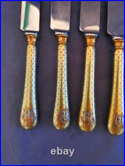 Argent massif et vermeil rare 11 couteaux à dessert poinçon Minerve XIX