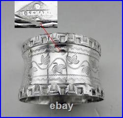 Art Deco ancien rond de serviette en argent massif poinçon minerve 1er titre