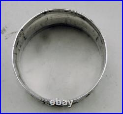 Art Deco ancien rond de serviette en argent massif poinçon minerve 1er titre