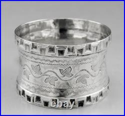 Art Deco ancien rond de serviette en argent massif poinçon minerve 1er titre