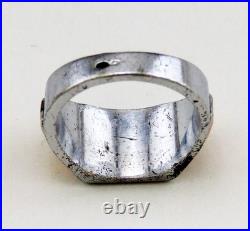 Art Deco bague chavalière en argent massif et or 18K poinçon aigle sanglier T53